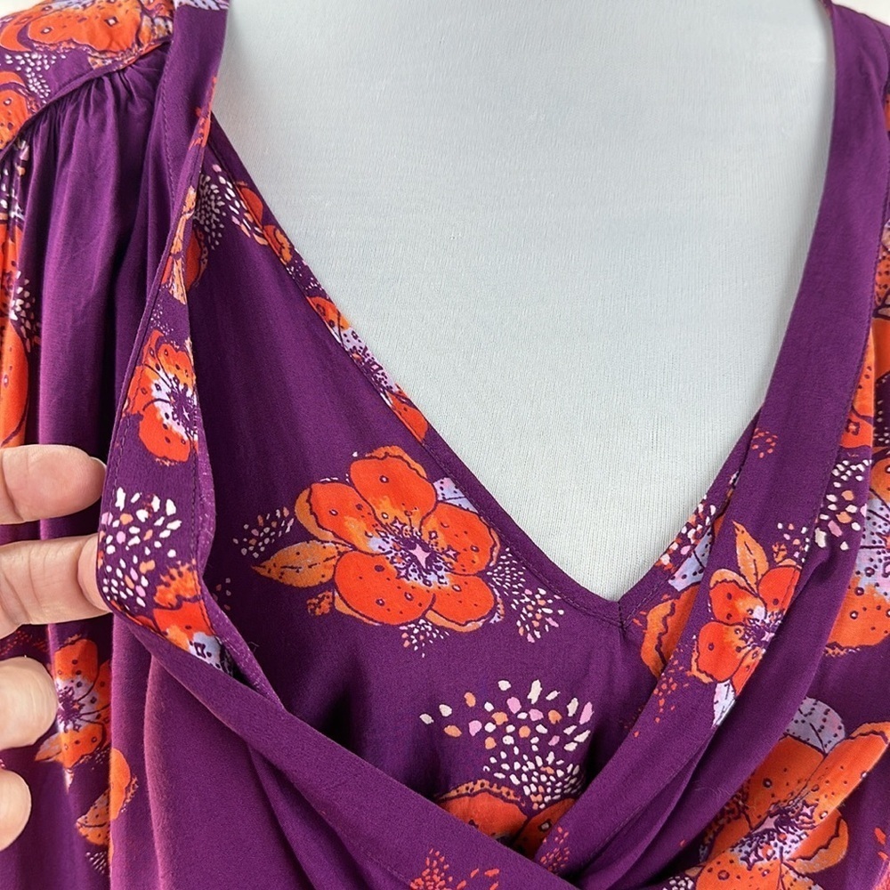 Free People Tuscan Dreams Floral Printed Wrap Long Sleeve Tunic Top - Picture 4 of 11